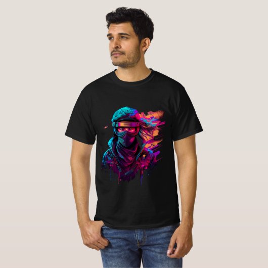 T-shirt ninja Bold 80's Retro Synthwave Graphic Tee (Devant entier)