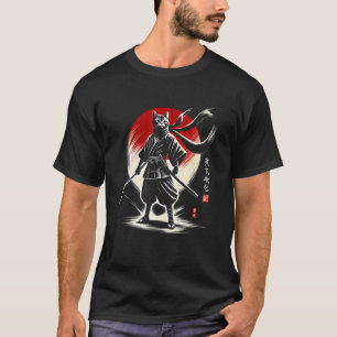 T-shirt Ninja Chat Japonais Samouraï Japon Guerrier Maman