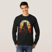 T-shirt Ninja Chat Samurai Épée Meow Guerrier (Devant entier)