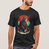 T-shirt Ninja Chat Samurai Kitten Retro Japonais Guerrier  (Devant)