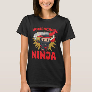 T-shirt Ninja de l'école à la maison Maman Enseignante Édu