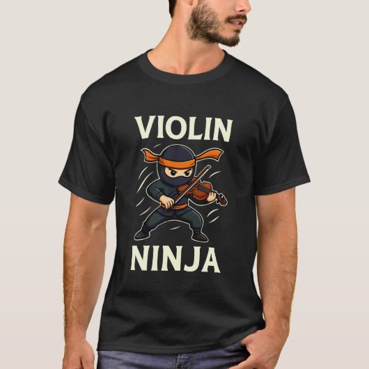 T-shirt Ninja drôle jouant du violon (Devant)
