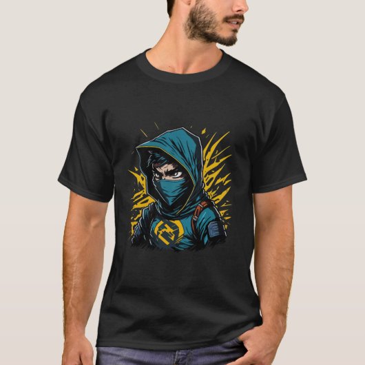 T-shirt Ninja face Warrior Gothic Samurai (Devant)