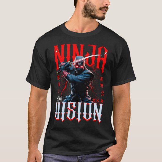T-shirt Ninja Holding Katana – Dark Urban Style Art Design (Devant)