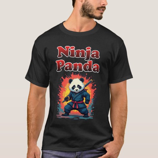 T-shirt Ninja Panda Cute Samurai Style (Devant)