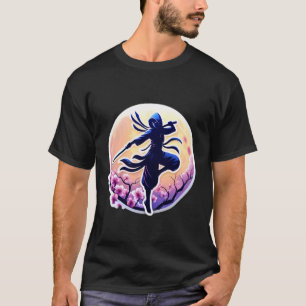 T-shirt Ninja Silhouette Clair de Lune Cerisiers en Fleurs