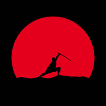 Ninja sur soleil rouge