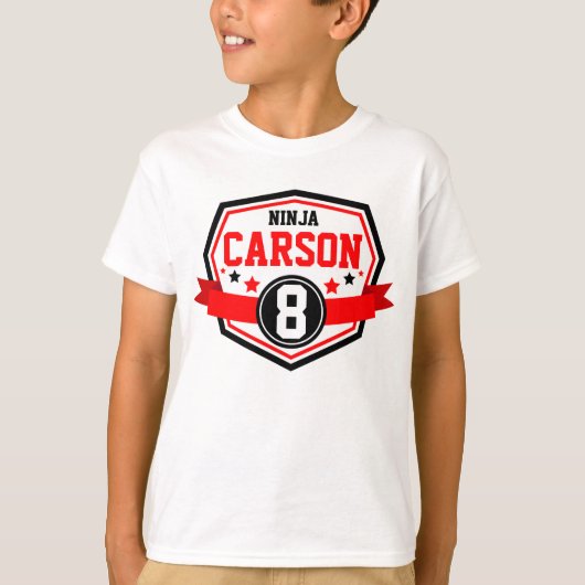 T-shirt Ninja Warriors Boys Anniversaire Nom et âge de la  (Devant)