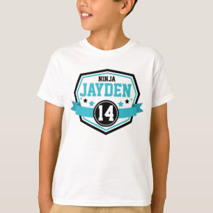 T-shirt Ninja Warriors Boys Anniversaire Nom et âge de la 