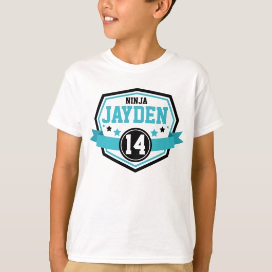 T-shirt Ninja Warriors Boys Anniversaire Nom et âge de la  (Devant)