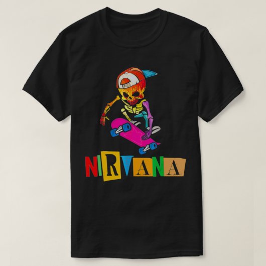 T-shirt Nirvanas Skateboard Skelton (Design devant)