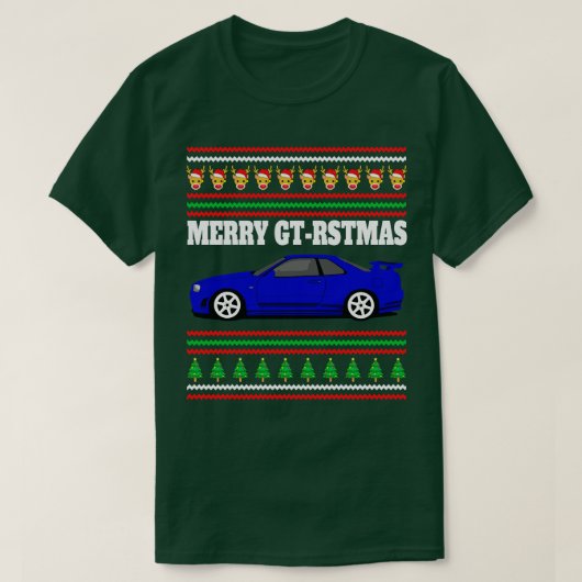 T-shirt Nissan Skyline GTR R34 Merry Gtrstmas (Design devant)