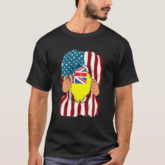 T-shirt Niue Drapeau Sang à l'intérieur de moi Accueil Fie (Devant)