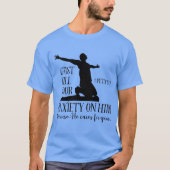 T-shirt NIV 1 Pierre 5:7 Posez toute votre angoisse sur Lu (Devant)