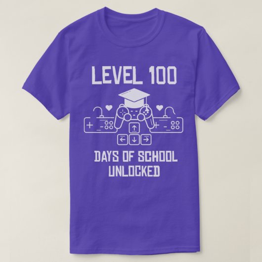 T-shirt Niveau 100 Jours De L'École Déverrouillé Jeu 100E (Design devant)