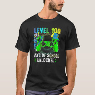 T-shirt Niveau 100 Jours De L'École Jeu Déverrouillé 100èm