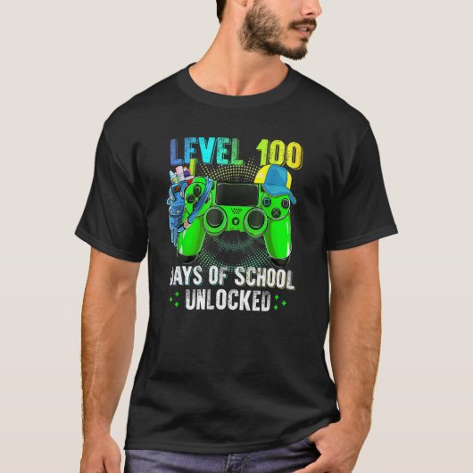 T-shirt Niveau 100 Jours De L'École Jeu Déverrouillé 100èm (Devant)