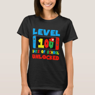 T-shirt Niveau 100 Jours D'école Débloqué Jeux Vidéo Garço