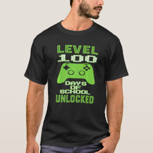 T-shirt Niveau 100 Jours D'école Débloqué Joueur Jeu Vidéo