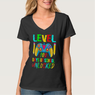 T-shirt Niveau 100 Jours D'école Débloqué Vidéo Joueur Con