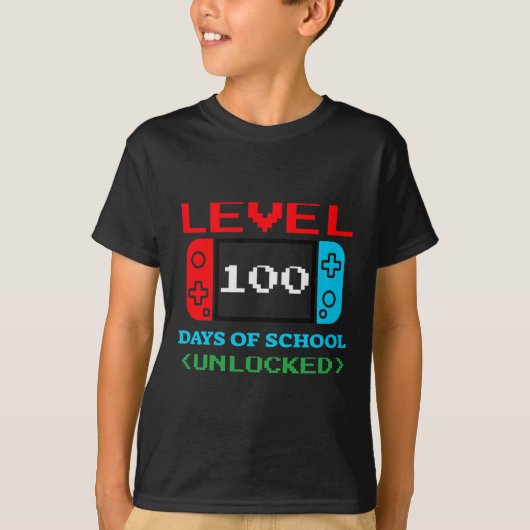 T-shirt Niveau 100 Jours D'École Déverrouillé 3 (Devant)