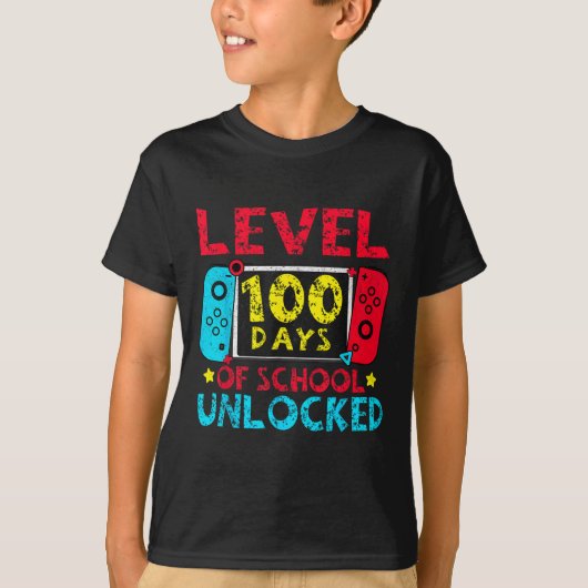 T-shirt Niveau 100 Jours D'École Déverrouillés Garçons 100 (Devant)