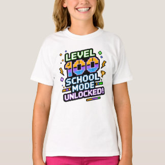 T-shirt Niveau 100 Mode École Débloqué 100ème Jour d'École
