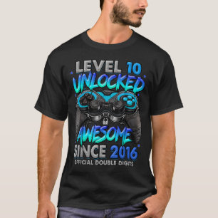 T-shirt Niveau 10 Débloqué Incroyable Depuis 2016 10ème