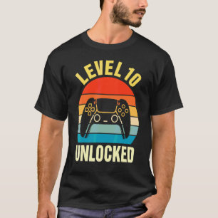 T-shirt Niveau 10 Débloqué Joueur de Vidéo 10e Anniversa