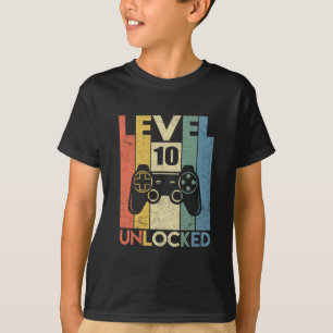 T-shirt Niveau 10 Débloqué Vidéo Drôle de Joueur Anniversa
