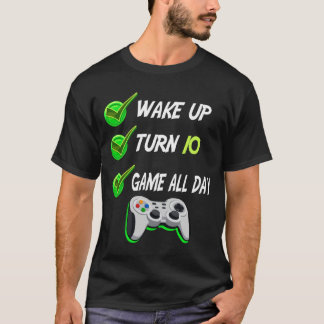 T-shirt Niveau 10 Déverrouillé 10e anniversaire Gamer Cute