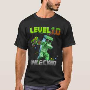 T-shirt Niveau 10 déverrouillé - Anniversaire Garçon Pixel