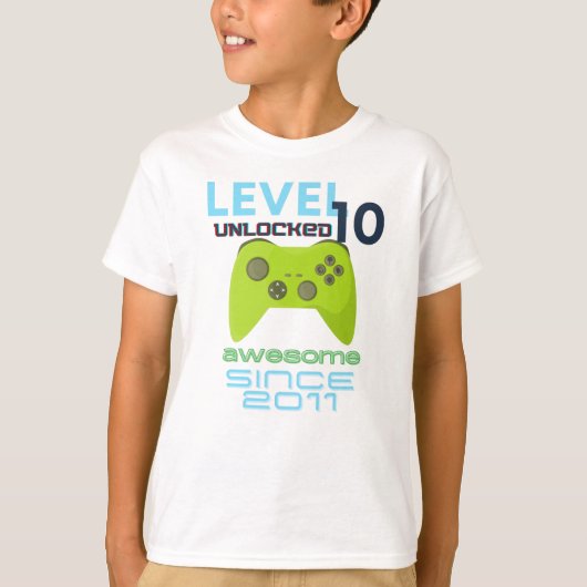 T-shirt Niveau 10 Déverrouillé Awesome Video Gamer 2011 (Devant)