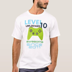 T-shirt Niveau 10 Déverrouillé Awesome Video Gamer 2011
