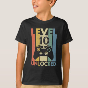 T-shirt Niveau 10 Déverrouillé Funny Video Gamer 10e anniv