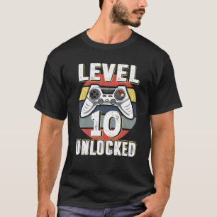 T-shirt Niveau 10 Déverrouillé Retro Video Jeu 10e Anniver