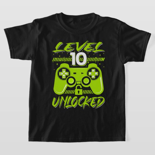 T-shirt Niveau 10 Jeu vidéo déverrouillé 10e Anniversaire  (Poser)
