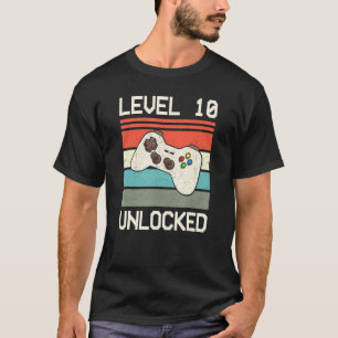 T-shirt Niveau 10 Jeu vidéo déverrouillé Vintage 10e anniv