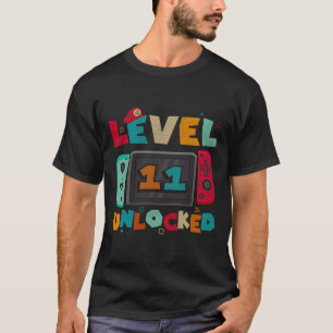 T-shirt Niveau 11 Débloqué Anniversaire de Garçons Joueurs