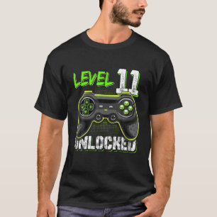 T-shirt Niveau 11 Déverrouillé Anniversaire Enfants 11E Je