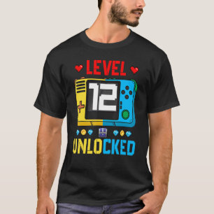 T-shirt Niveau 12 Déverrouillé 12ème Anniversaire Jeu Awes