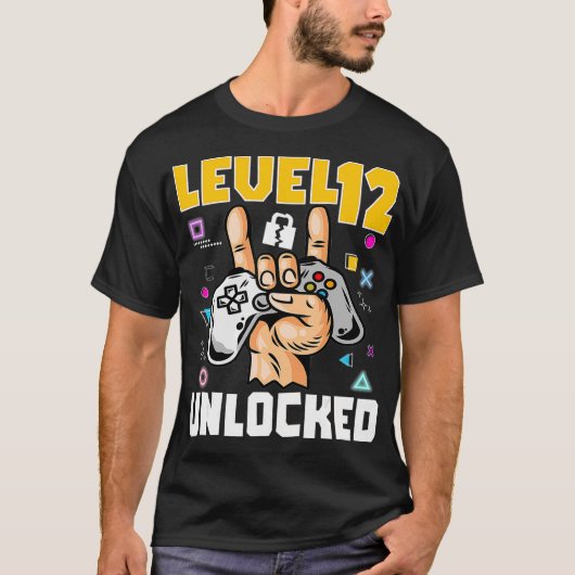 T-shirt Niveau 12 Déverrouillé Awesome jeu vidéo 12e anniv (Devant)