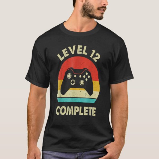 T-shirt Niveau 12e Anivers Mariages de 12 ans rétro comple (Devant)