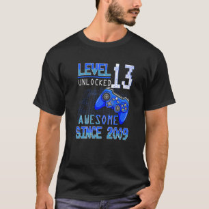 T-shirt Niveau 13 Déverrouillé Awesome 2009 Gamer 13e anni