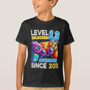 T-shirt Niveau 13 Jeu vidéo déverrouillé 13e anniversaire