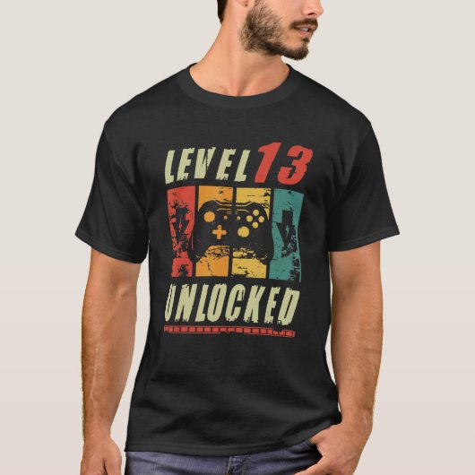 T-shirt Niveau 13 Jeu vidéo déverrouillé 13e anniversaire (Devant)