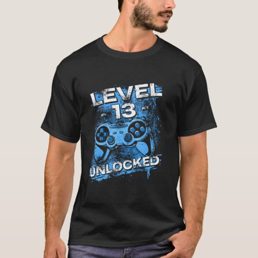 T-shirt Niveau 13 Joueur de jeu déverrouillé (Devant)