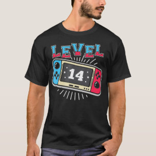 T-shirt Niveau 14 Anniversaire Adolescent 14 ans Vidéo Jeu