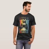 T-shirt Niveau 14 Jeu vidéo déverrouillé 14e anniversaire (Devant entier)