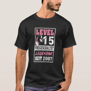 T-shirt Niveau 15 ans Gamer Girl Seit 2007 Anniversaire vi